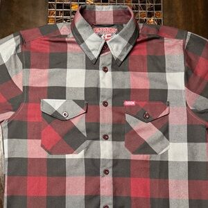 DIXXON Men's Red and Black Plaid Shirt